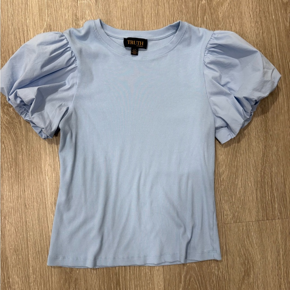 Truth Light Blue Puff Sleeve Short Sleeve Tee